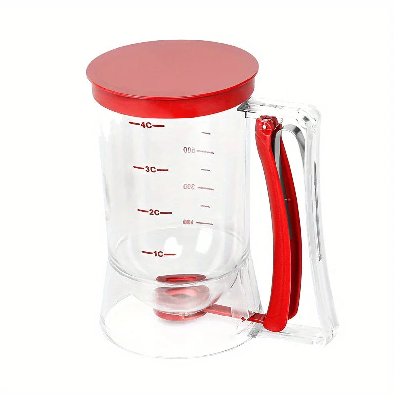 Distributeur de Pâte 900 ml transparent avec poignée rouge et couvercle rouge Ustensile de chef