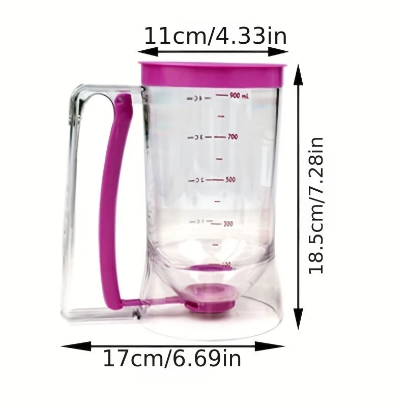 Distributeur de Pâte 900 ml transparent avec poignée violette et mesures graduées