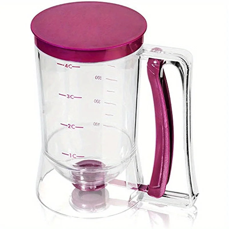 Distributeur de Pâte 900 ml transparent avec poignée et couvercle violet de Ustensile de chef