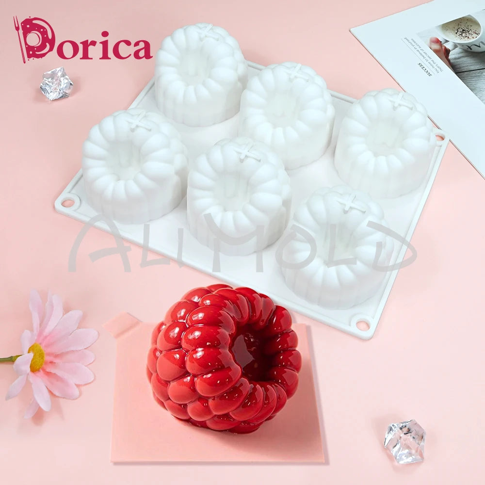 Moule Silicone Framboise 3D – Trompe-l’Œil Réaliste en silicone blanc avec dessert rouge brillant imitation framboise