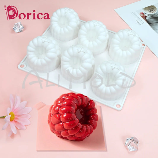 Moule Silicone Framboise 3D – Trompe-l’Œil Réaliste en silicone blanc avec dessert rouge brillant imitation framboise