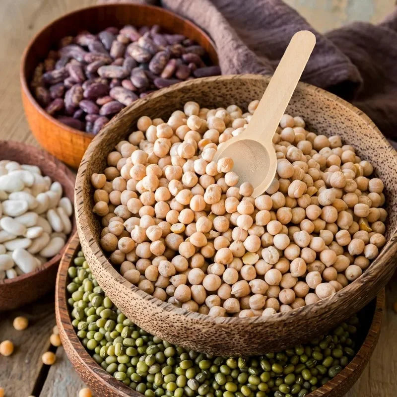 Bols de légumineuses avec Cuillères à épices en bois – Lot pratique 10 à 30 pièces. Cuillère en bois pour mesurer