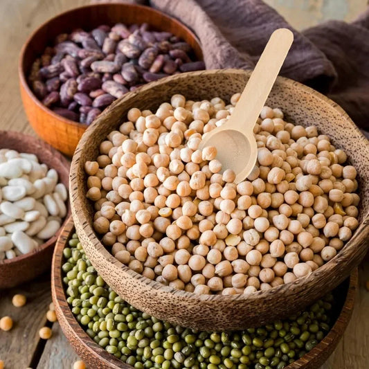 Bols de légumineuses avec Cuillères à épices en bois – Lot pratique 10 à 30 pièces. Cuillère en bois pour mesurer