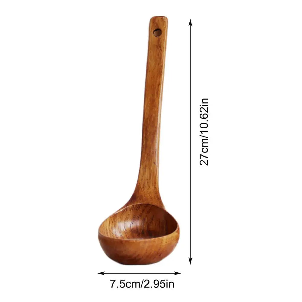 Louche en bois de cuisine – Durable et naturelle. Louche en bois Ustensile de chef 27 cm pour soupes et sauces