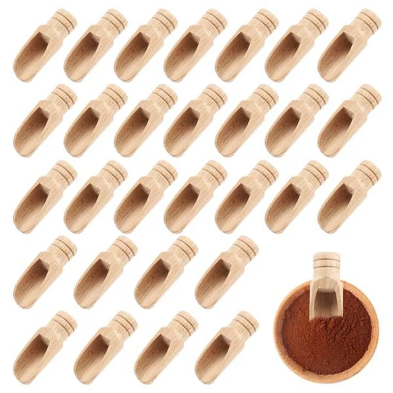 Mini Cuillères en Bois – Lot de 30 Cuillères Écologiques. Pelles en bois pour épices sucre sel et café