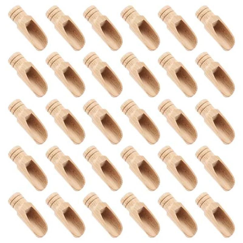 Mini Cuillères en Bois – Lot de 30 Cuillères Écologiques. Petites pelles en bois pour épices et condiments en lot