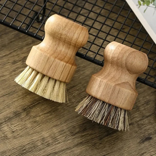 Brosse vaisselle écologique en bambou et fibres naturelles. Lot de 2 brosses à main en bois ergonomiques et durables