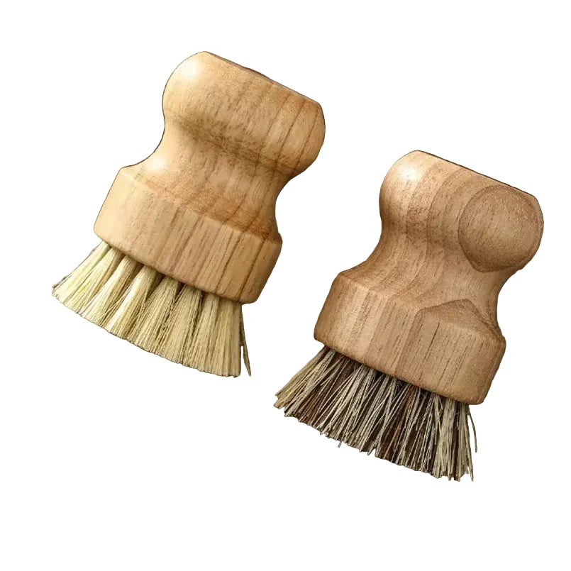 Brosse vaisselle écologique en bambou et fibres naturelles. Lot de 2 brosses à main en bois ergonomiques et durables
