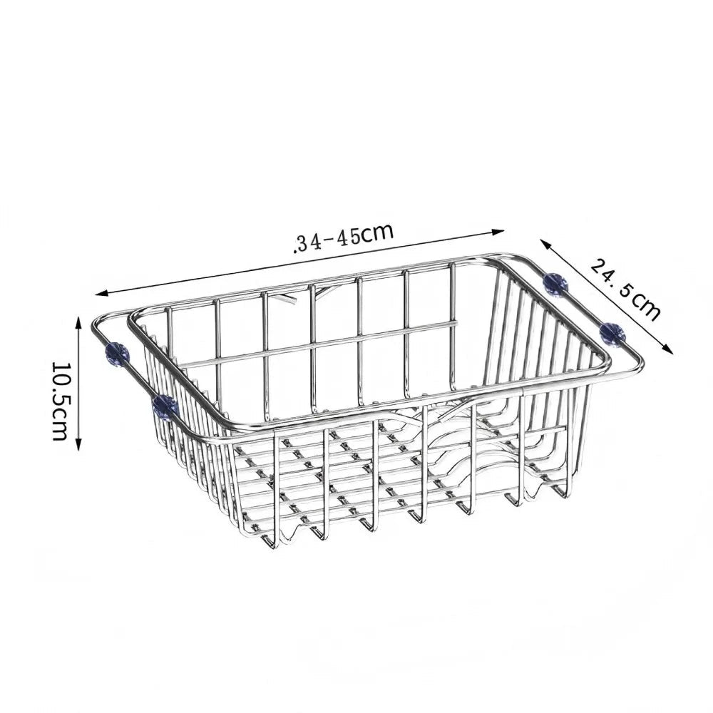 Égouttoir à Vaisselle Extensible Inox avec barres en acier inoxydable et dimensions ajustables pour cuisine