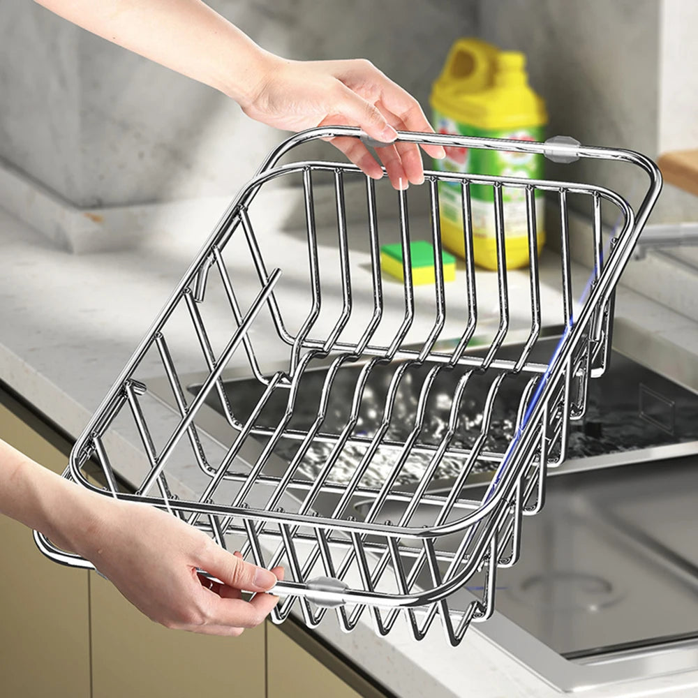 Ustensile de chef égouttoir à vaisselle extensible inox en acier pour cuisine moderne pratique