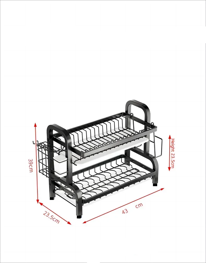 Égouttoir de Vasque Métallique – Compact & Inoxydable avec deux niveaux et supports latéraux pour ustensiles