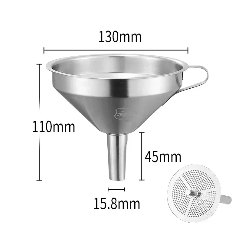 Entonnoir de Cuisine Inox 304 Précis et Durable avec dimensions de 130mm et 110mm