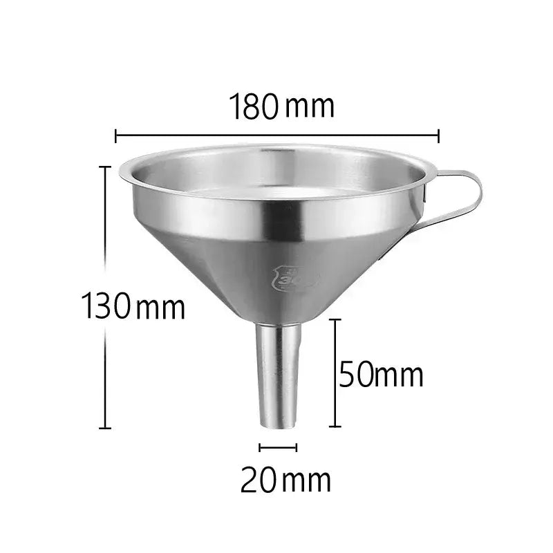 Entonnoir de Cuisine Inox 304 Précis et Durable avec dimensions de 180 mm et 130 mm de haut