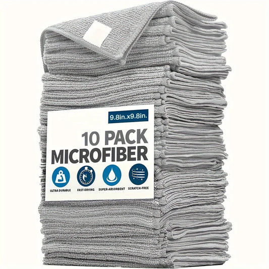 Paquet de 10 éponges microfibres grises ultra durables et absorbantes pour nettoyage écologique