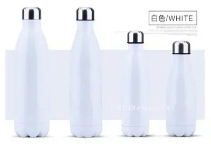 Lot de 4 Bouteille Isotherme Inox – Gourde Sport Thermos Étanche blanc double paroi avec bouchon inox