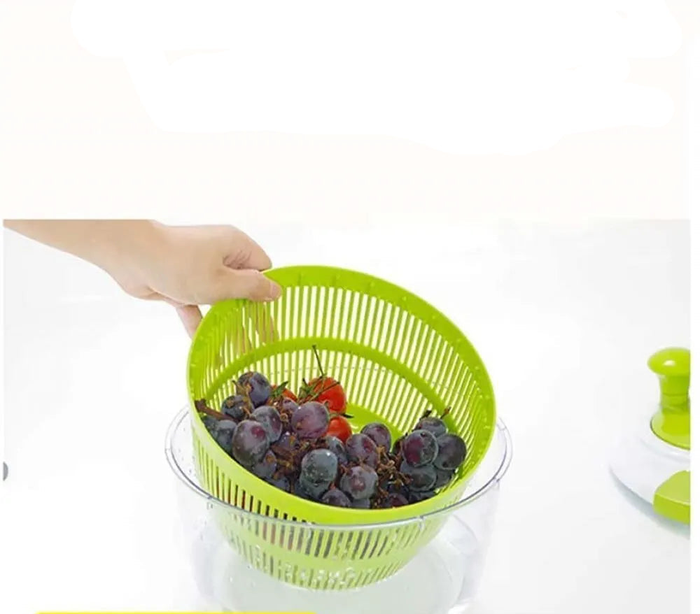 Essoreuse à Salade Manuelle 5L verte avec panier intérieur pour laver et essorer les fruits et légumes