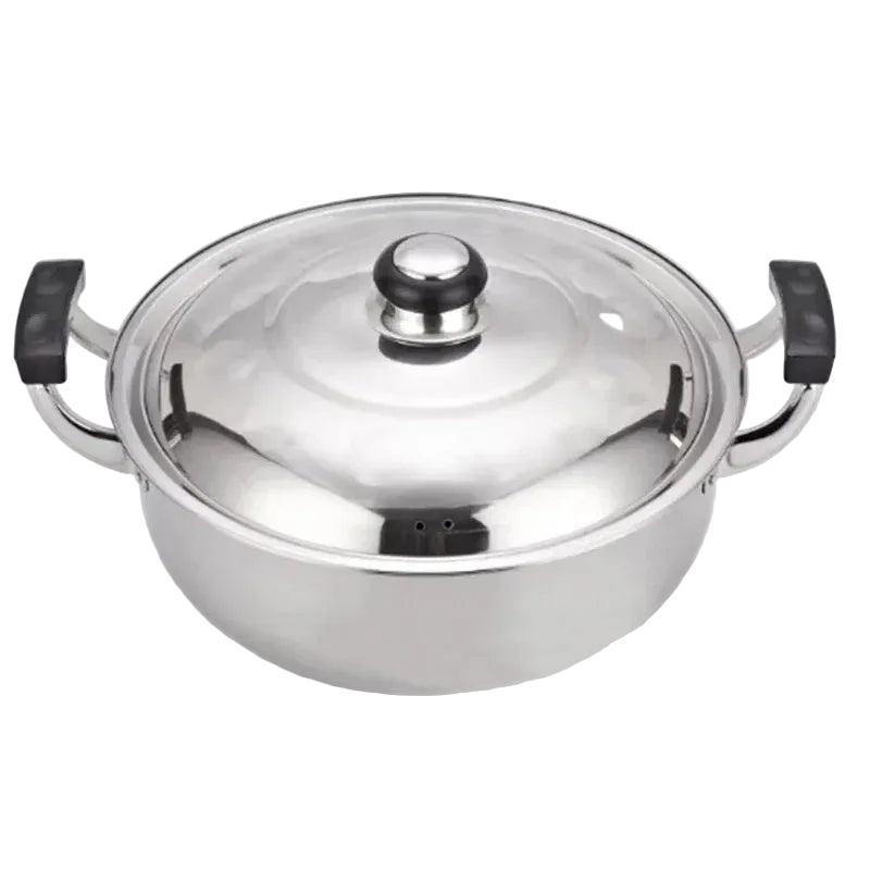 Faitout Inox 20-32 cm – Tous Feux Dont Induction avec couvercle et poignées ergonomiques en noir