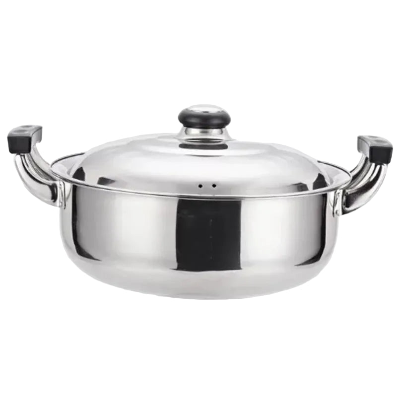 Faitout Inox 20-32 cm – Tous Feux Dont Induction avec couvercle et poignées noires Ustensile de chef