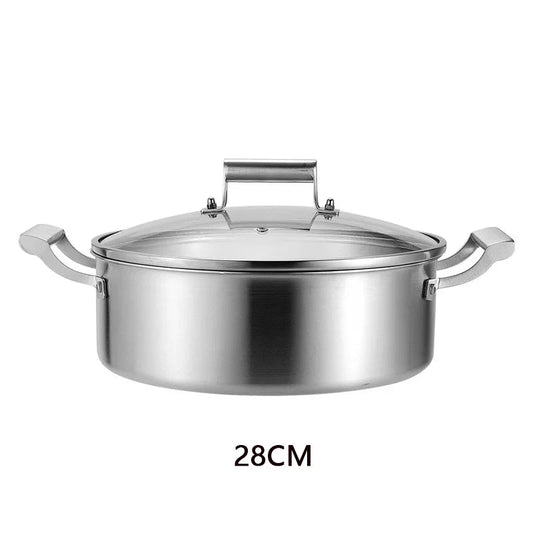 Faitout Inox 304 KEMORELA – 28/34 cm – Tous Feux & Couvercle en acier inoxydable, idéal pour cuisiner