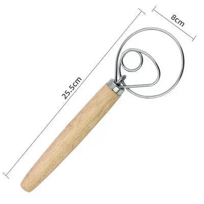 Fouet Mélangeur Pâtisserie Inox – Intégration Facile des Ingrédients avec manche en bois et tête en acier inoxydable