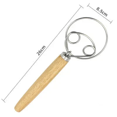 Fouet Mélangeur Pâtisserie Inox – Intégration Facile des Ingrédients avec manche en bois ergonomique