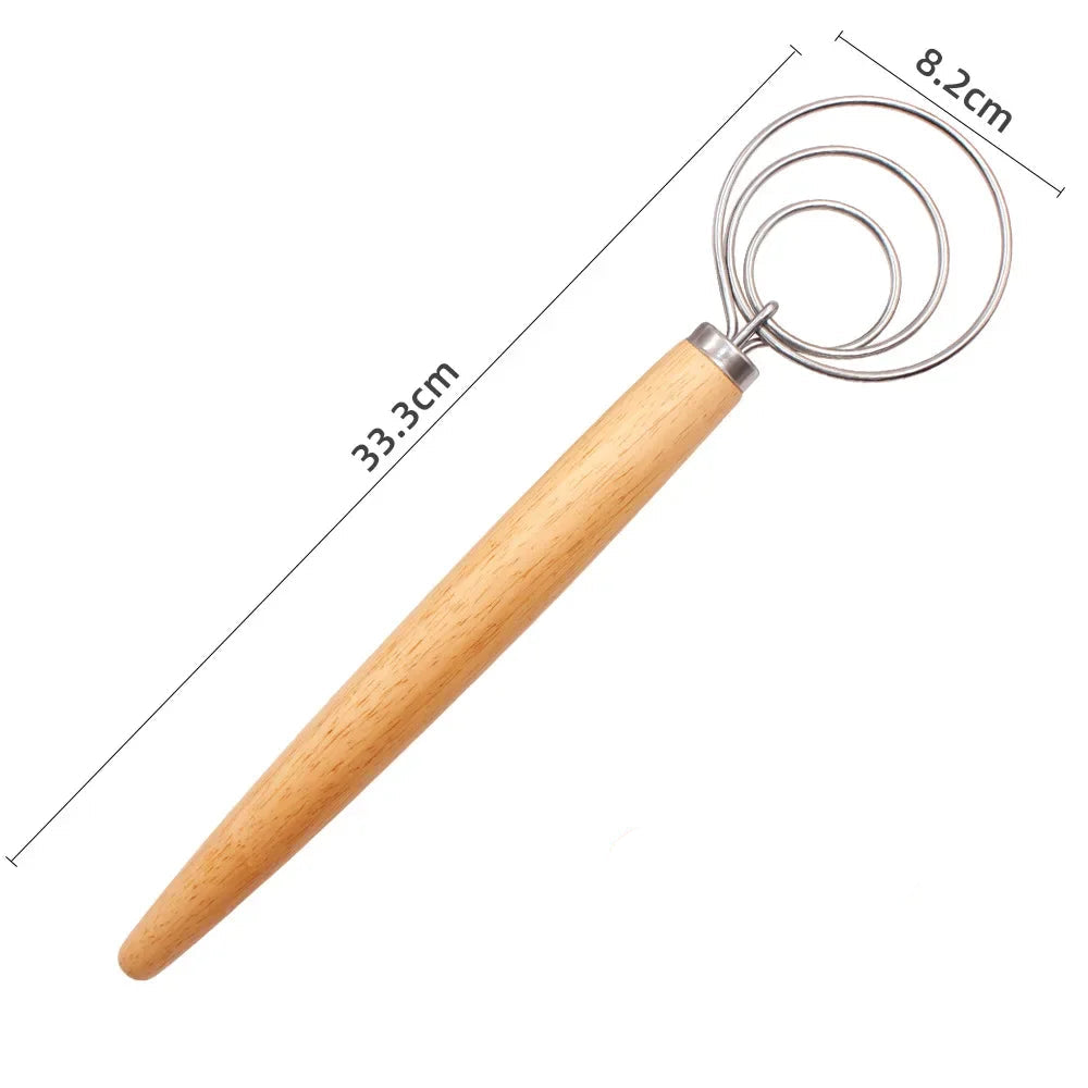 Fouet Mélangeur Pâtisserie Inox – Intégration Facile des Ingrédients avec manche en bois