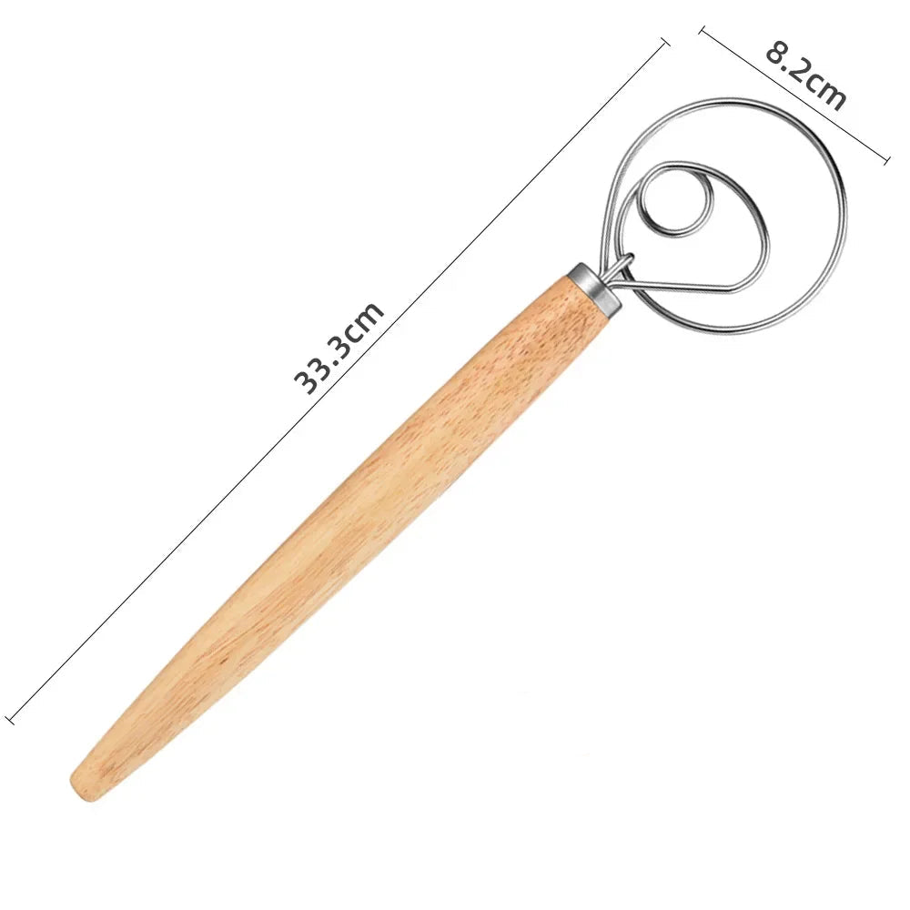 Fouet Mélangeur Pâtisserie Inox – Intégration Facile des Ingrédients avec manche en bois naturel