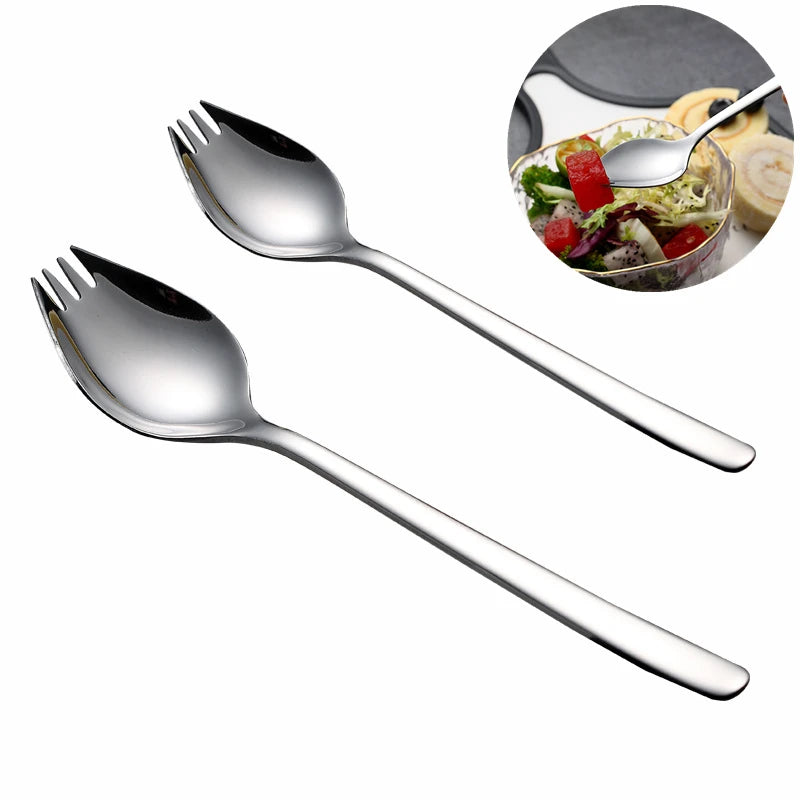 Fourchette-Cuillère Inox 2-en-1 Ustensile de chef en acier inoxydable pour cuisine et repas