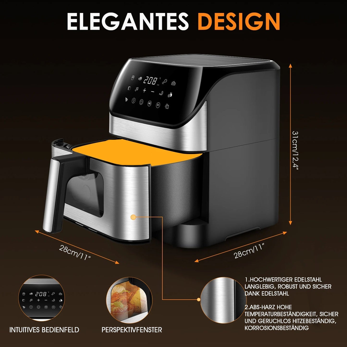 Friteuse à Air OYAJIA 6L – Cuisson Rapide & Saine avec écran numérique et design élégant
