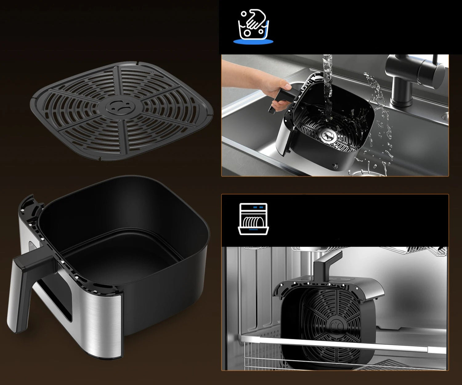 Friteuse à Air OYAJIA 9L – Cuisson Rapide & Saine avec un design moderne et facile à nettoyer