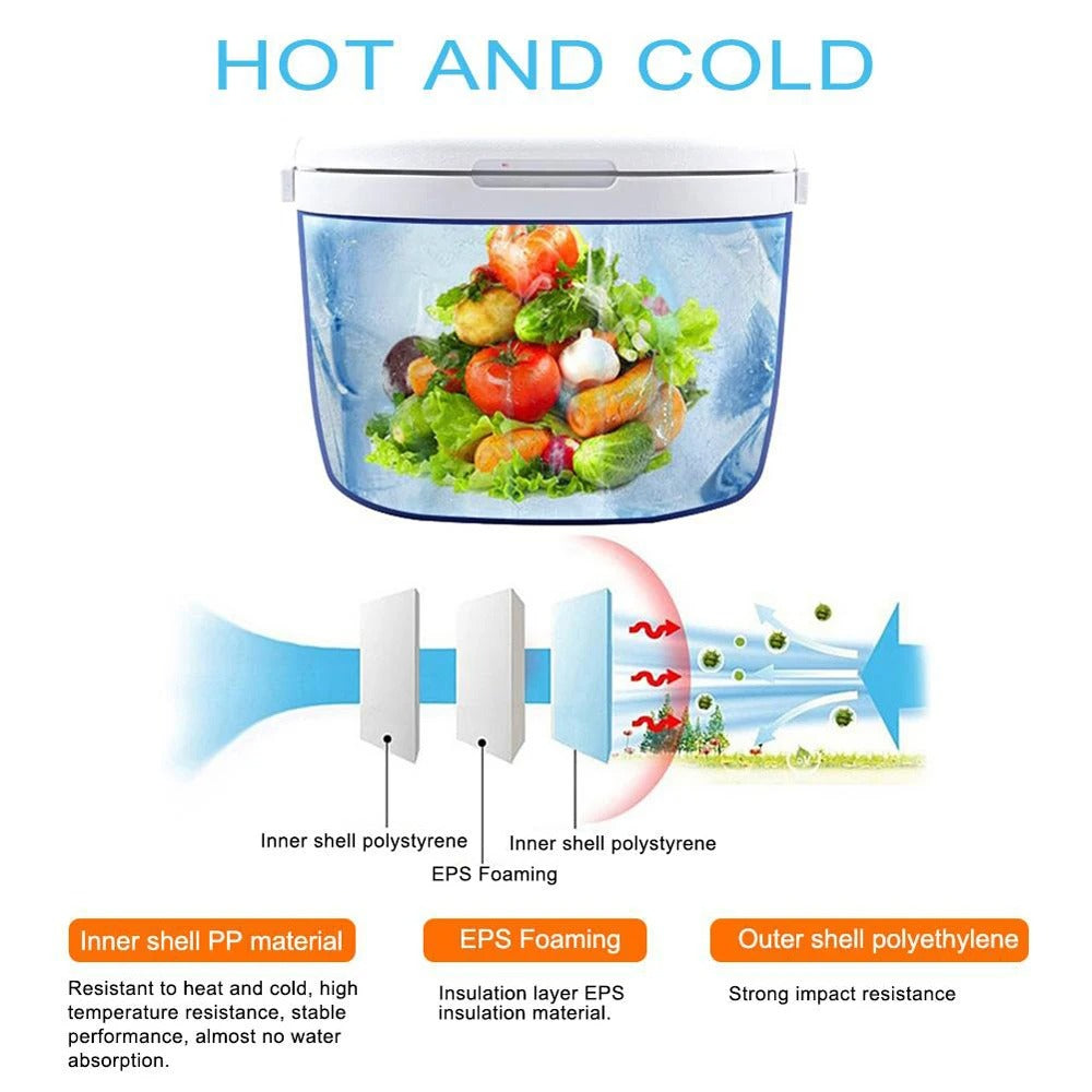 Glacière Portable Rigide Isolation Longue Durée avec compartiment en polystyrène pour aliments frais