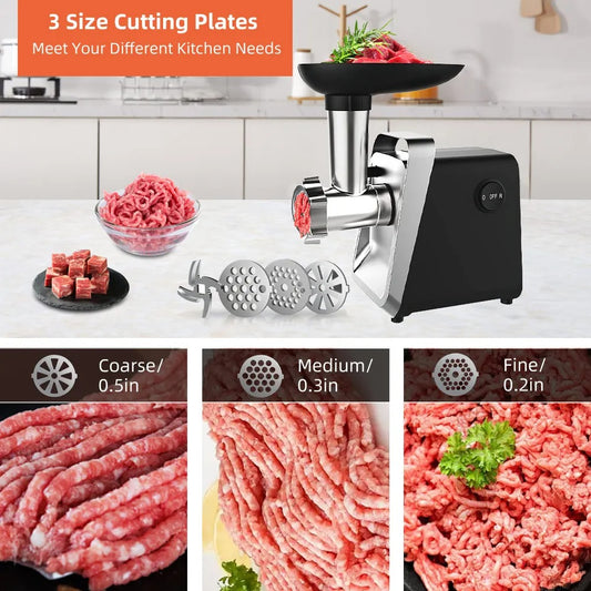 Hachoir à Viande Électrique en Acier Inoxydable avec 3 plaques de coupe pour répondre à vos besoins culinaires