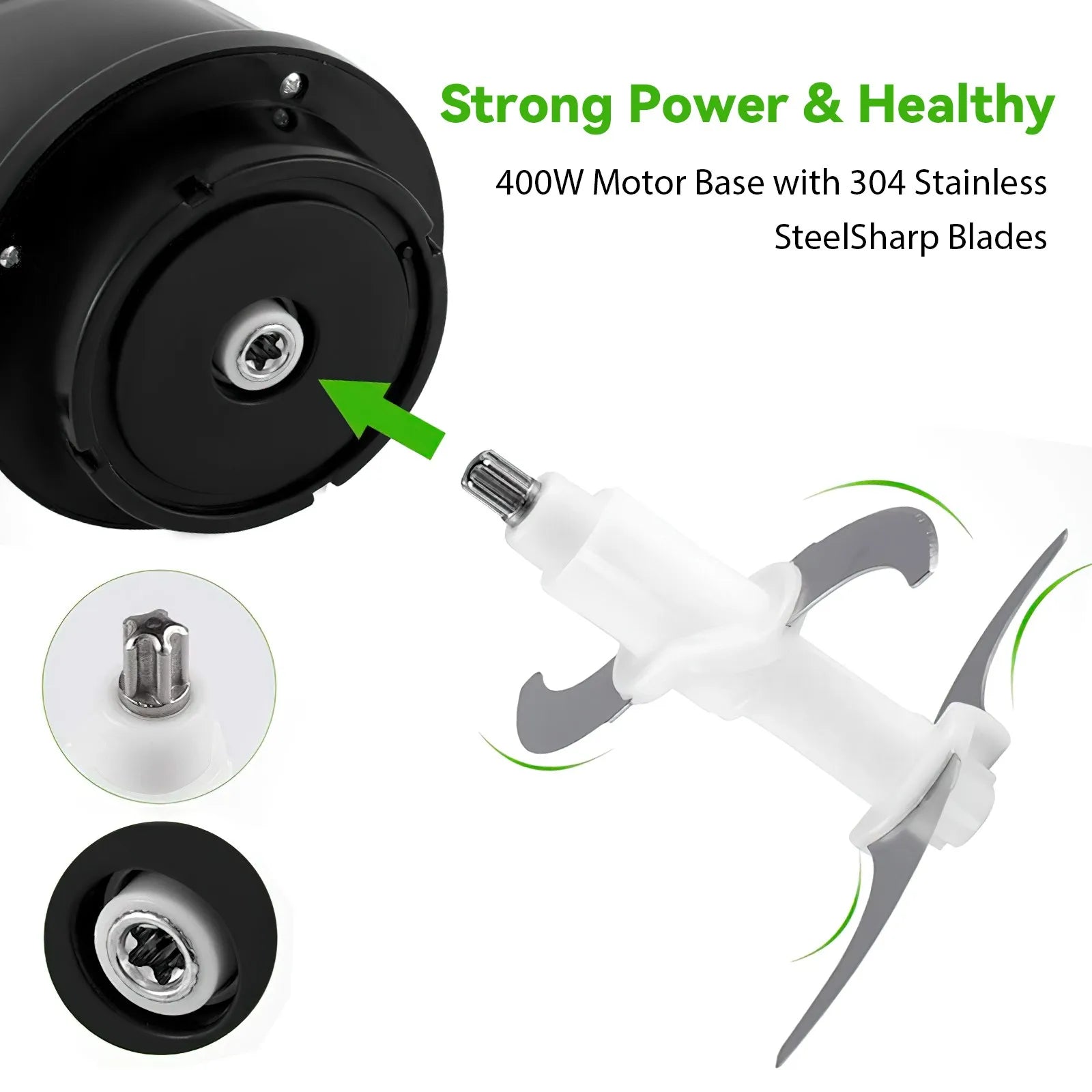 Hachoir Électrique Inox 2L – 400W, 4 Lames, 2 Vitesses avec moteur puissant en acier inoxydable