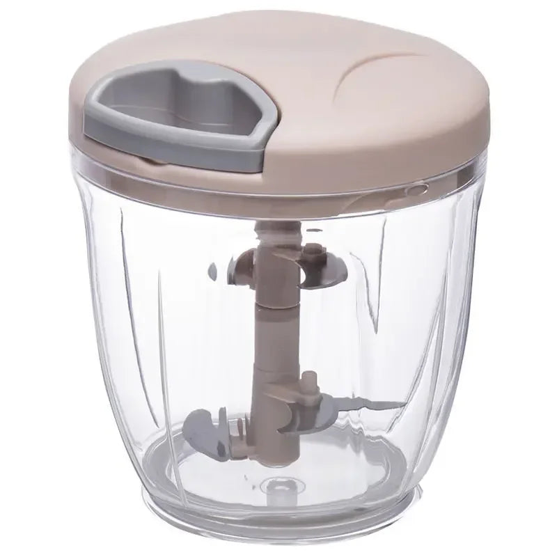 Hachoir Manuel Compact 500/900ml – Mixeur Sans Électricité avec récipient transparent et couvercle beige