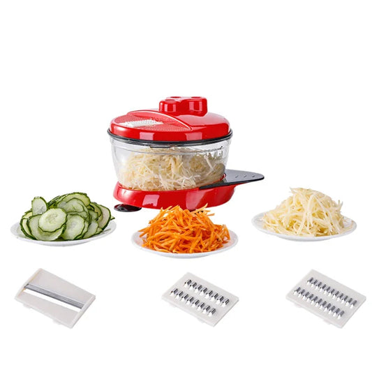 Hachoir Mélangeur Manuel – 1.5L, 2.5L, 3L avec lames interchangeables pour couper légumes en tranches et râpés