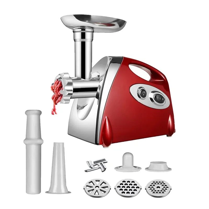 Hachoir Viande Électrique Inox 2800W – Pro & Multifonction rouge avec accessoires pour cuisine