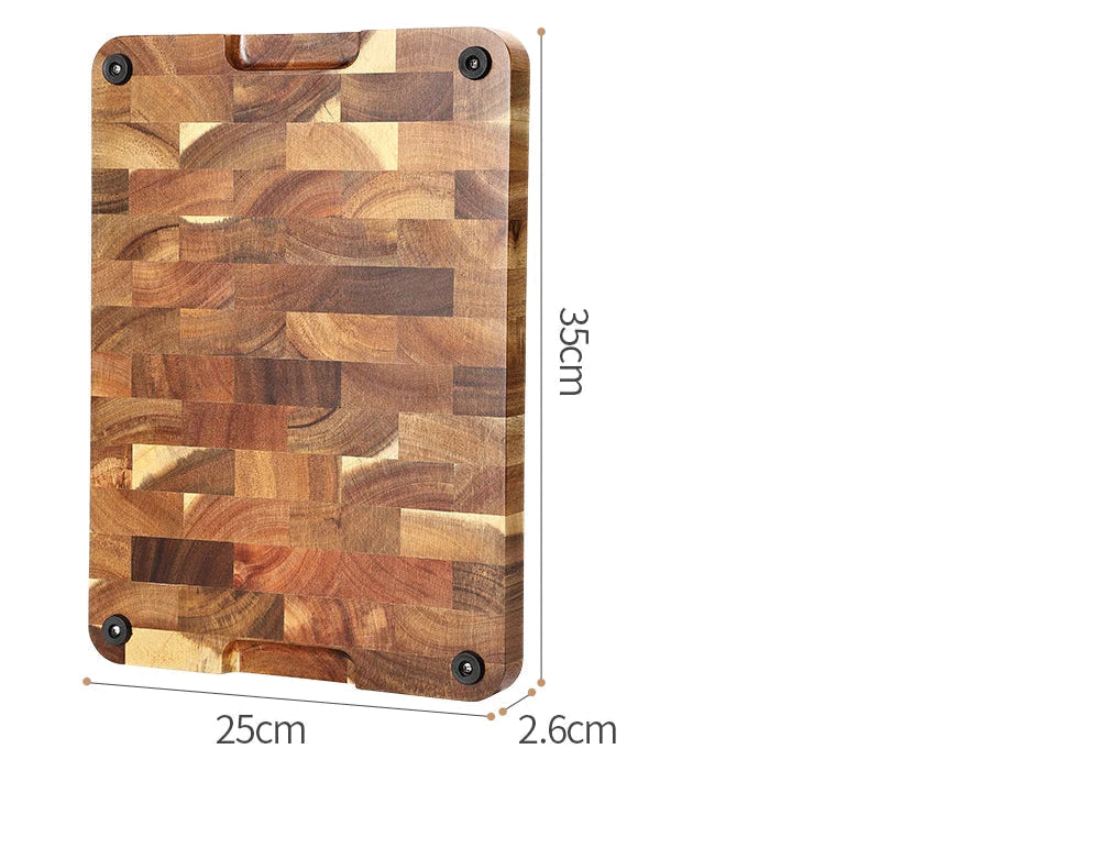 Planche à Découper HEZHEN End Grain en bois avec finition soignée et dimensions 35x25 cm pour ustensile de chef