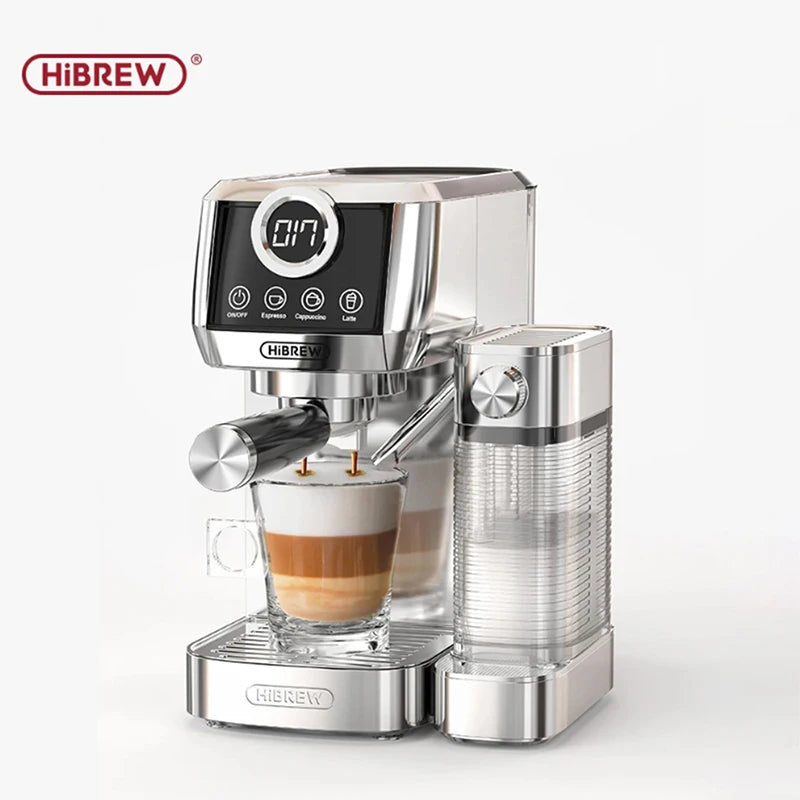 Machine à café expresso HiBREW en acier inoxydable avec mousseur à lait pour espresso et cappuccino