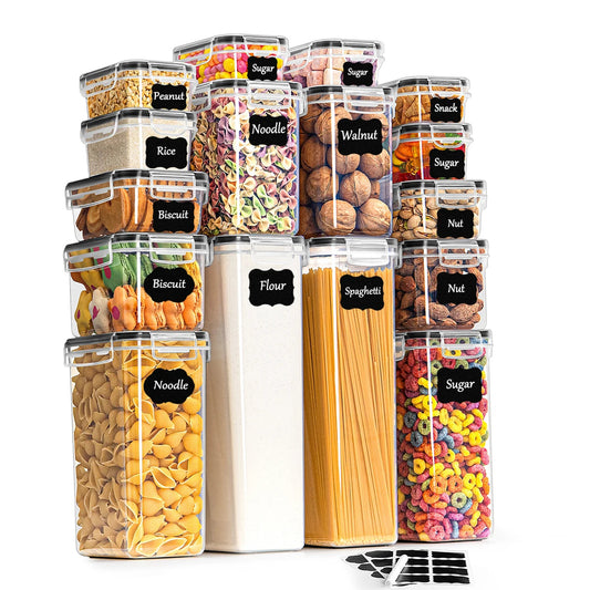 Set Boîtes Conservation HUTHIM 16 pcs + Stylo & Étiquettes boîtes transparentes hermétiques empilables pour cuisine
