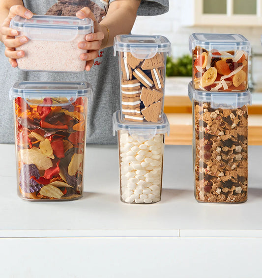 Set Boîtes Conservation HUTHIM 16 pcs + Stylo & Étiquettes. boîtes hermétiques transparentes empilables sur plan de travail