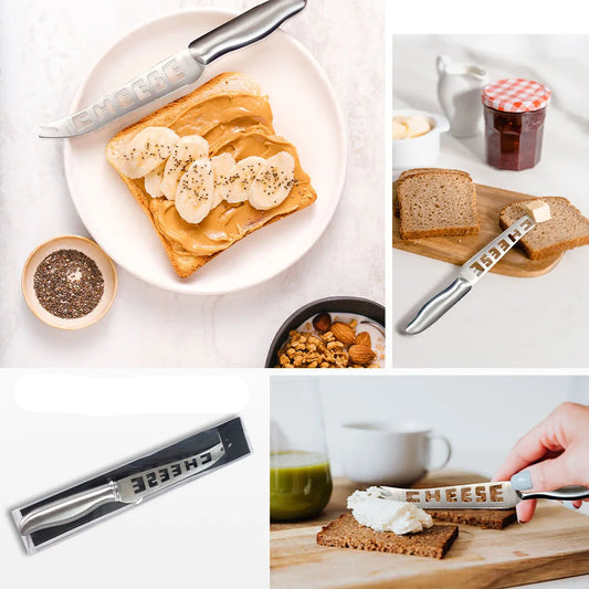 Couteau Fromage & Beurre Inox 23,5 cm – Lame Dentelée pour couper fromage, beurre et tartiner sur pain