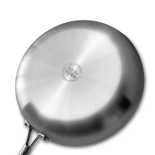 Fond du Wok Inox Antiadhésif 22-28 cm – Tous Feux et Polyvalent avec finition en acier inoxydable