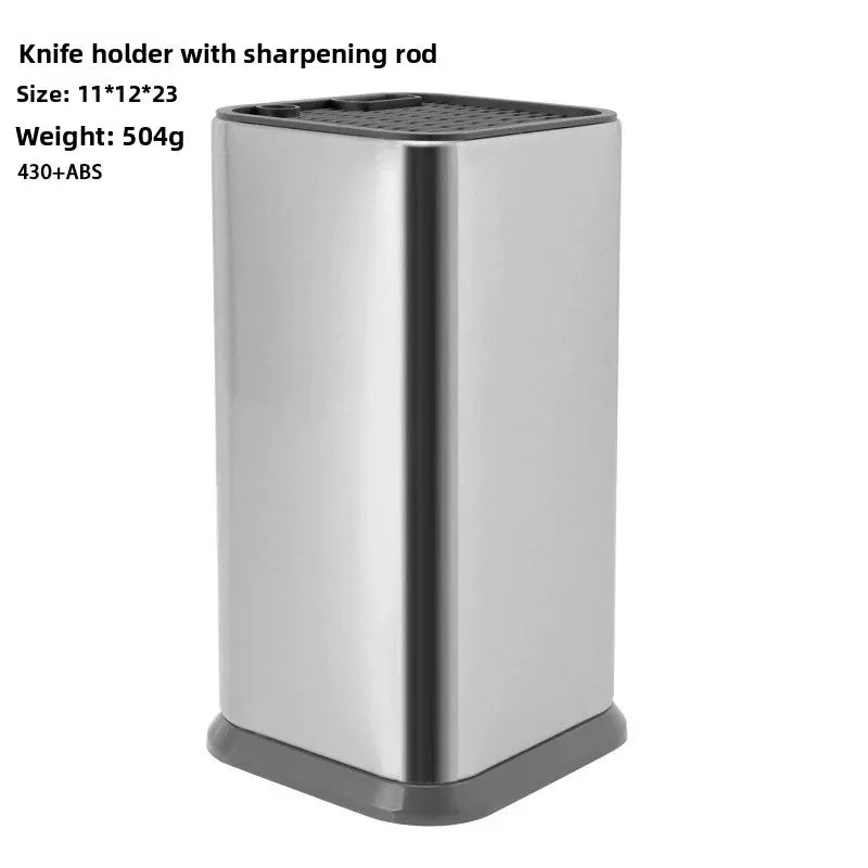 Porte-couteaux inox design – Rangement ustensiles compact, bloc acier brossé avec affuteur