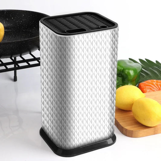 Porte-couteaux inox design – Rangement ustensiles compact de Ustensile de chef en acier brossé effet diamant