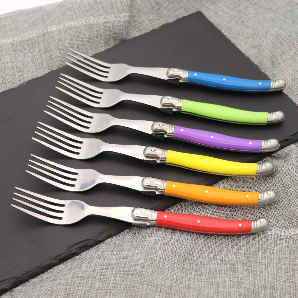 Set de Fourchettes Jaswehome 6 Pièces avec poignées colorées en rouge, bleu, vert, jaune, violet et orange