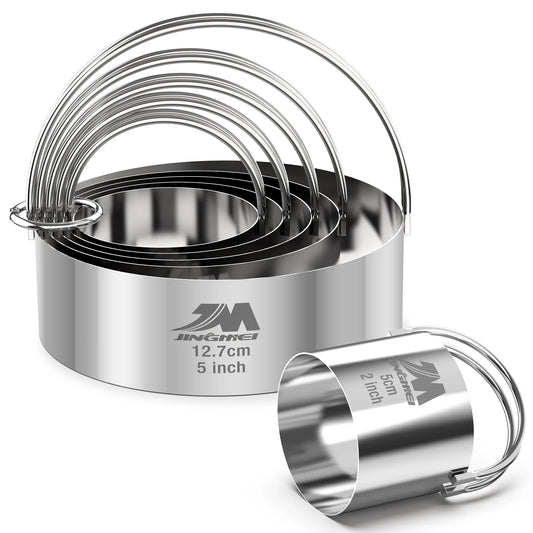 Set Emporte-Pièces Inox Ronds et Carrés en acier inoxydable avec anneaux pour pâtisserie