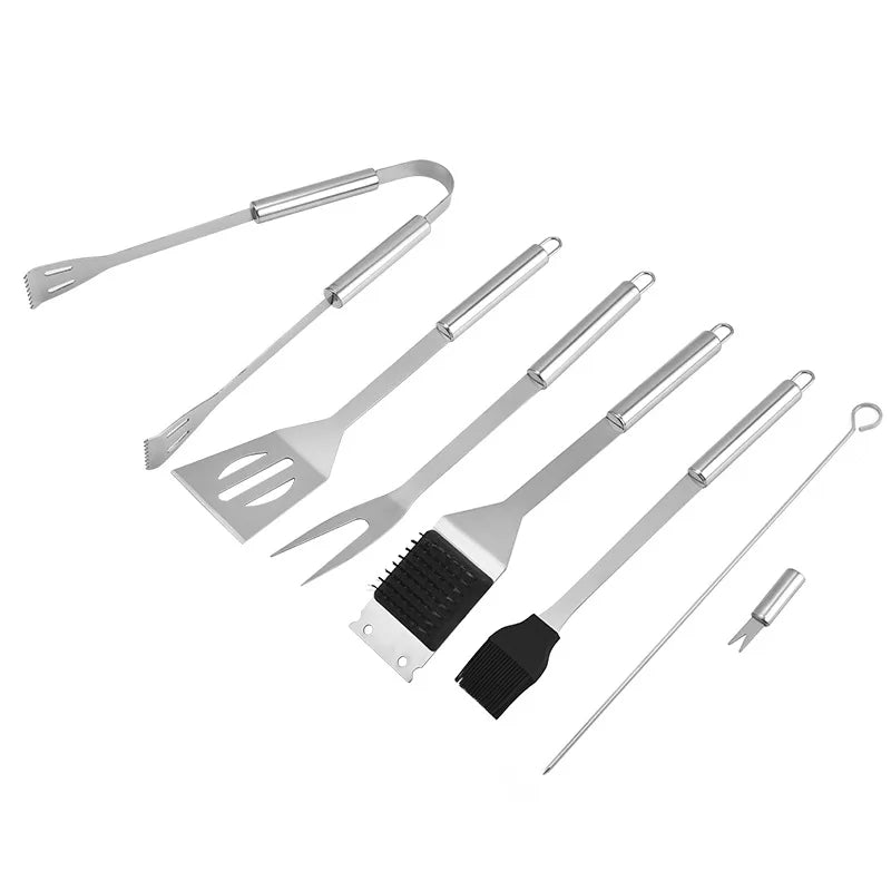 Kit d'Outils de Barbecue en Acier Inoxydable comprenant pince spatule fourchette brosse et accessoire