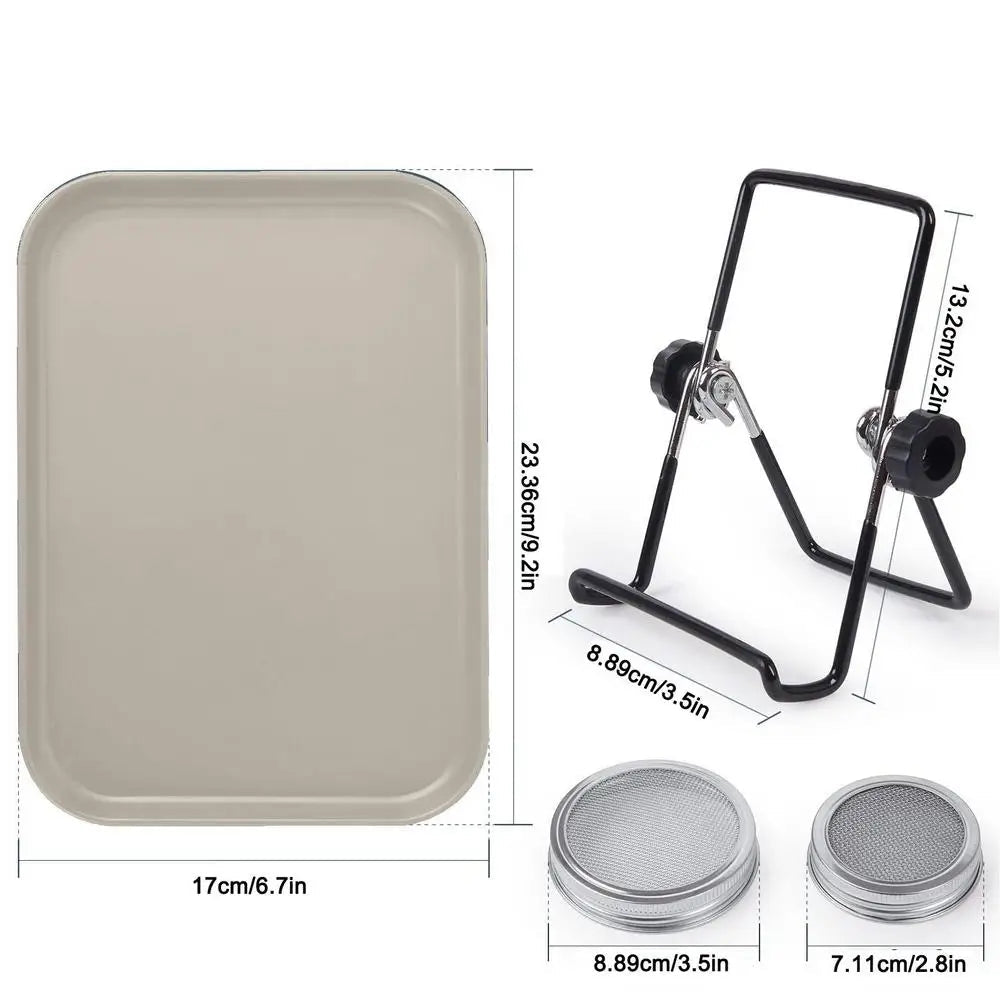 Kit Germination Maison – Support Inox avec plateau beige et guide PDF pour germination à domicile