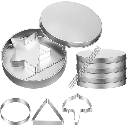 Kit Moules Biscuits Inox – Emporte-pièces Pâtisserie 4 Formes Squid Game en acier inoxydable avec boîte de rangement