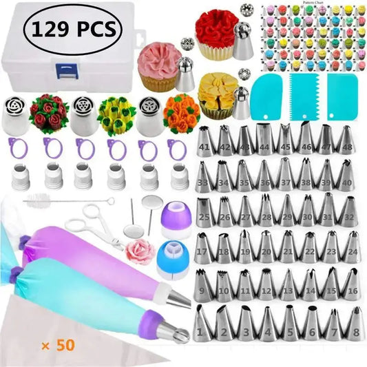Kit pâtisserie professionnel complet de 129 pièces avec douilles et outils pour la décoration de gâteaux